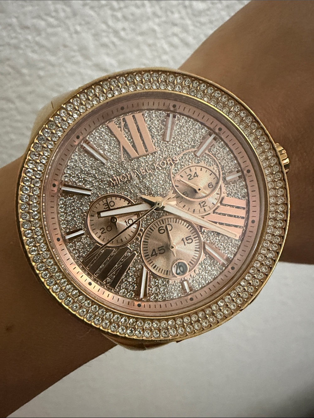 Michael Kors Rose Gold and tortoise Crystal Chronograph Watch